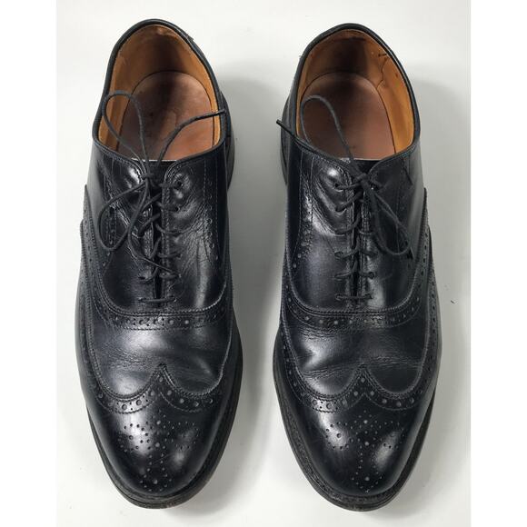 Allen Edmonds Men’s 9.5C Chester Black Leather Wingtip Oxford Dress Shoes - Picture 1 of 10